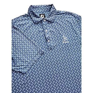 FJ Footjoy mens medium DOLPHIN print  *Club embroidery and FJ Logo blue white